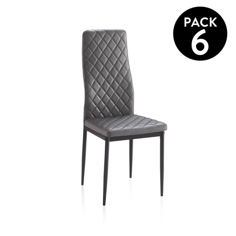 Pack 6 sillas de comedor Lacey Tejido Gris 40,5 x 96 x cm