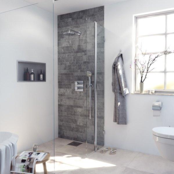 Saniclass Bellini Douche de plainpied avec paroi latérale 30cm