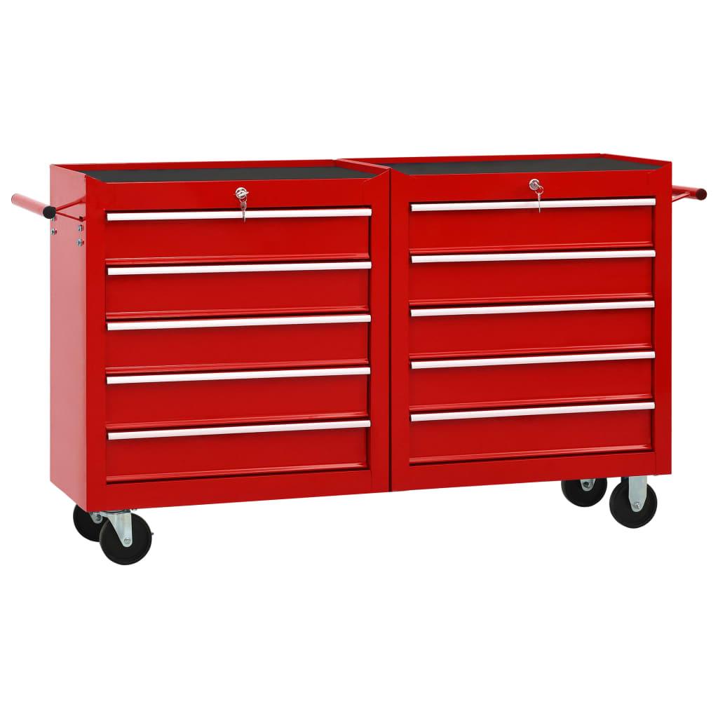 Chariot à outils avec 10 tiroirs boîte à outils armoire à outils chariot de  garage rangement d'outils servante d'atelier