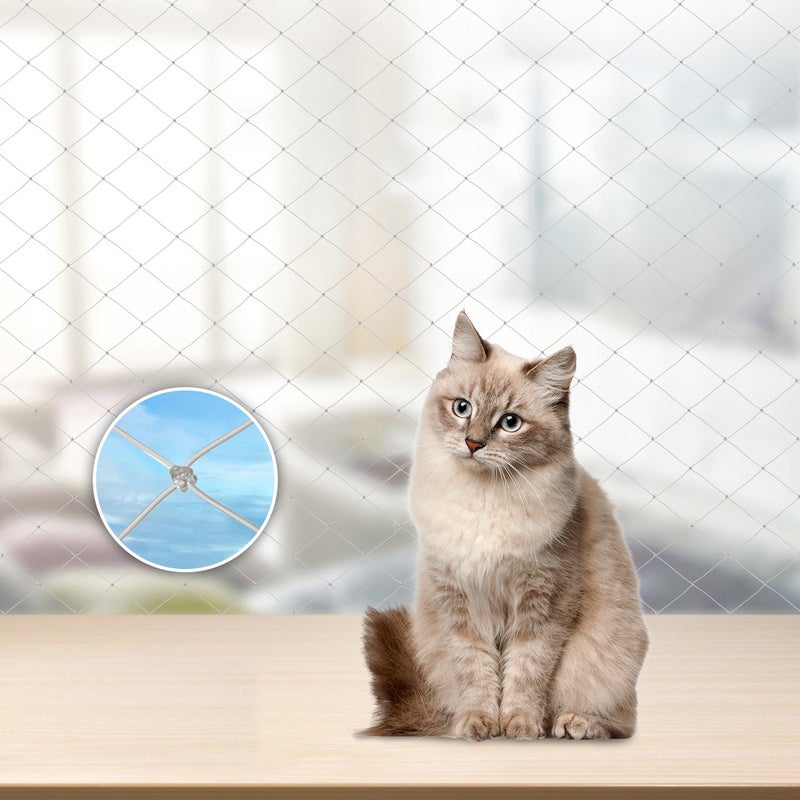 Filet de Protection pour Chat Filet pour chats Autres accessoires pour  chats Balcon Filet de protection transparent pour chats Filet pour balcon  3x8m