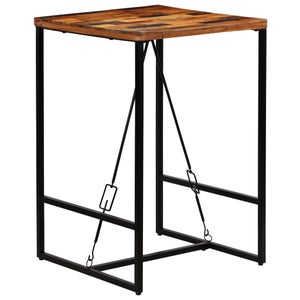 Table haute mange debout Lunds 59x59x110cm métal noir-plateau bois vieilli.  - RETIF