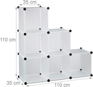 Étagère escalier meuble de rangement 6 compartiments 97,5 x 29 x 97,5 cm  pour bibliothèque salon chambre blanc 12_000056