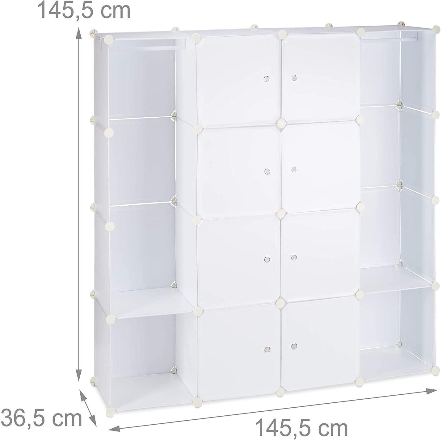 Armoire de rangement en plastique meuble penderie étagère avec portes et  tringle 145 cm blanc 13_0001961_2