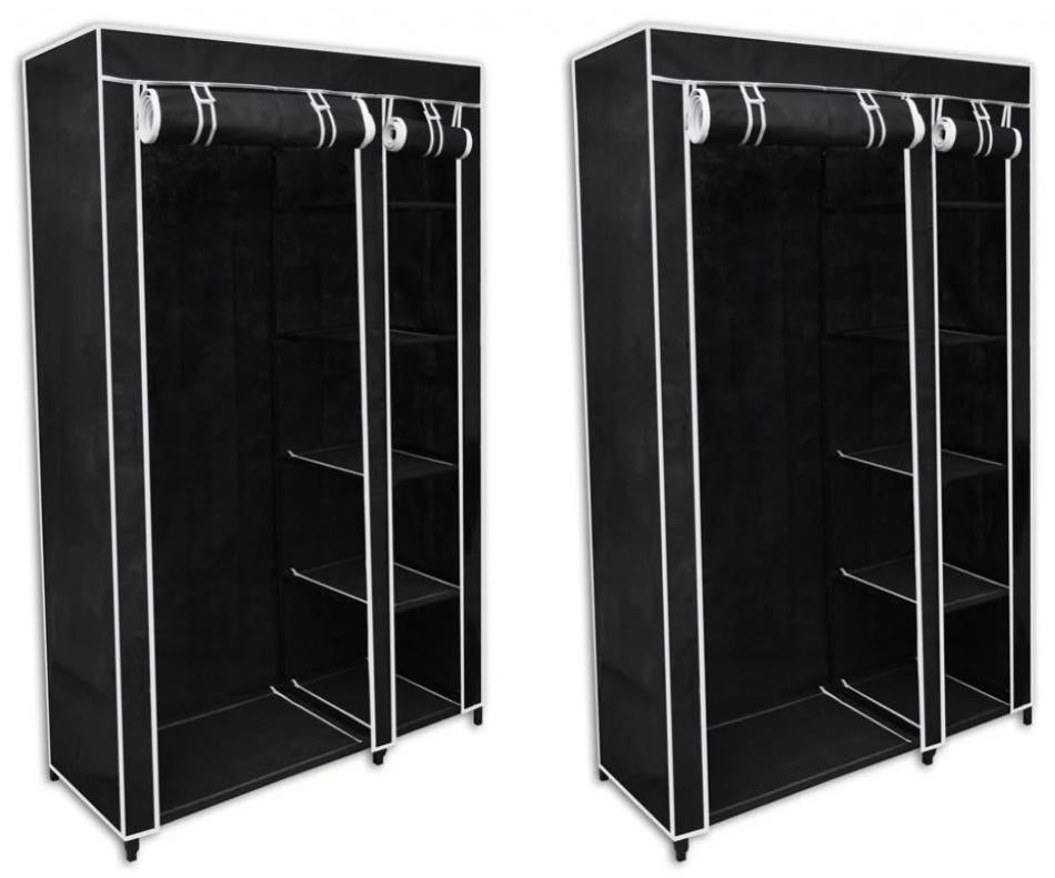 Lot de 2 armoires étagères penderie dressing tissu noir entrée chambre