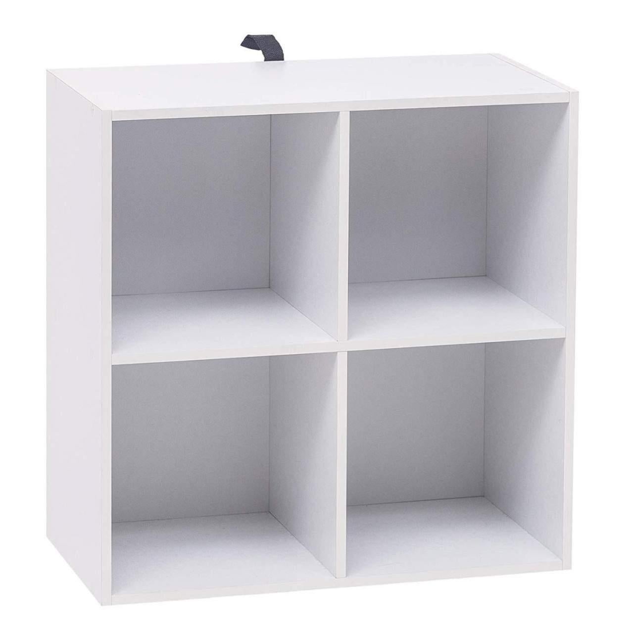 Bibliothèque en bois à 2 niveaux 4 cubes support pour bureau 60x30x60cm