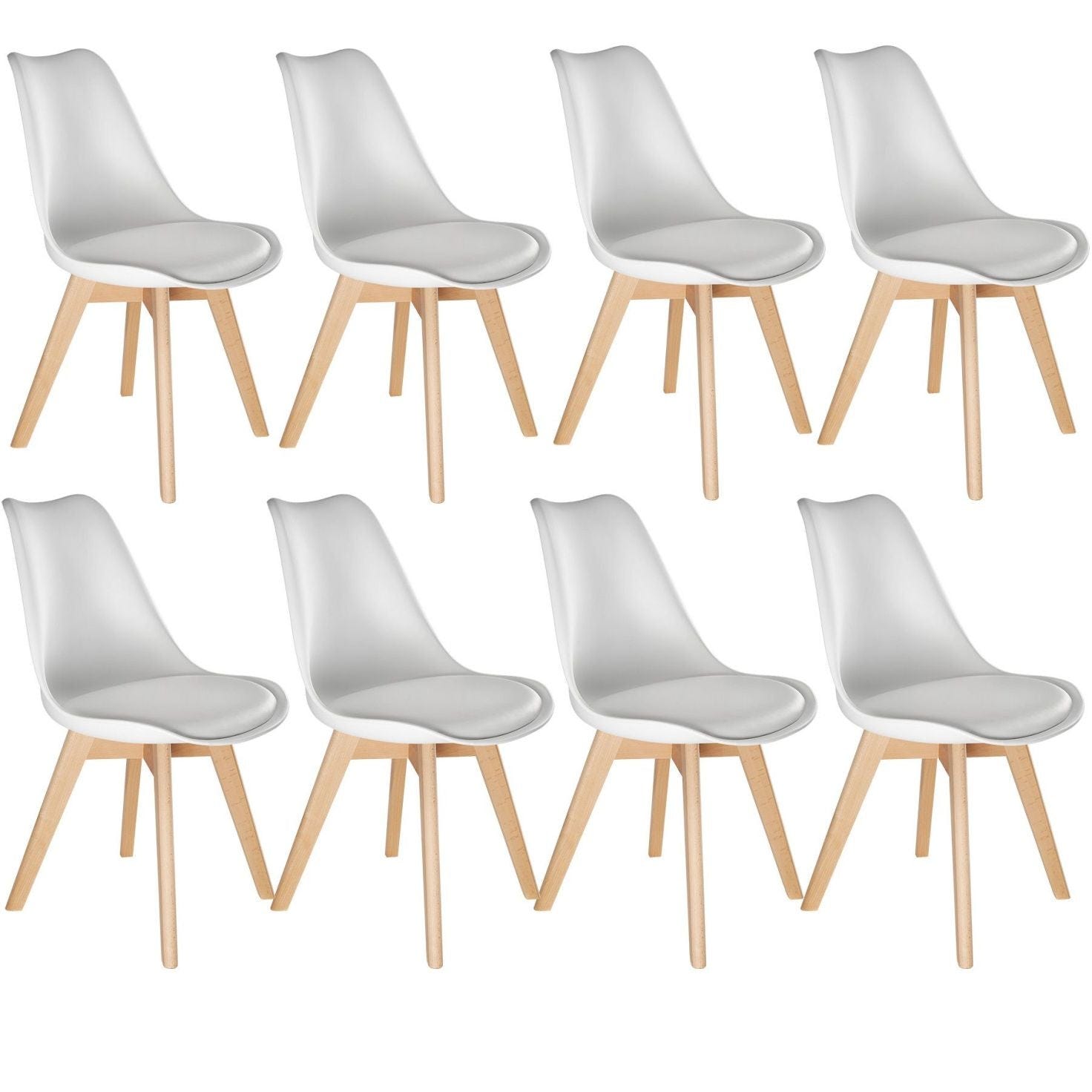 Lot de 6 chaises pieds en bois clair siège de salon cuisine salle