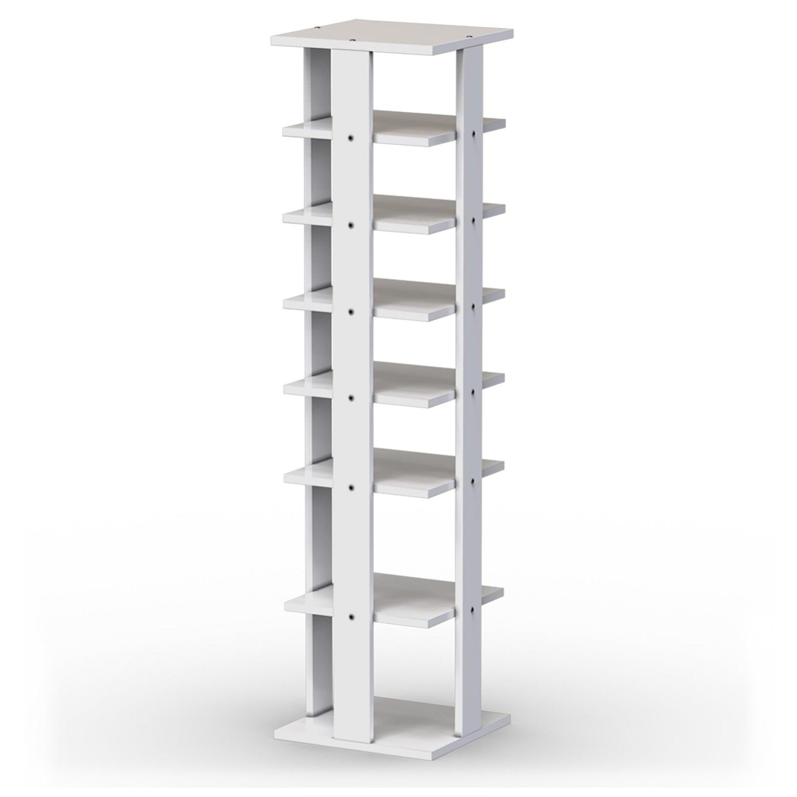 Meuble à chaussures 7 niveaux en forme de tour peu rangement d'angle 110cm blanc 20