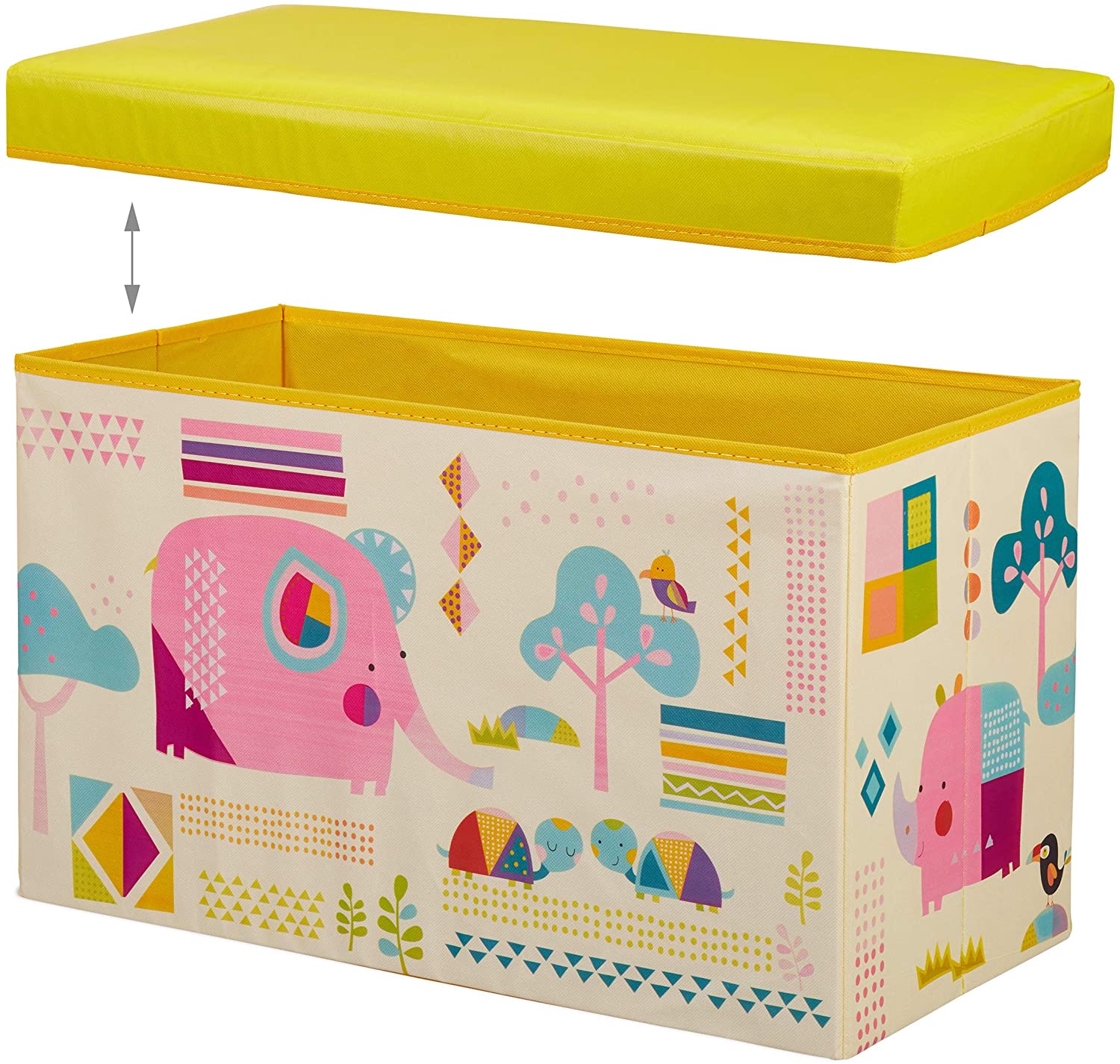 Pouf pliable Coffre à jouets pour enfants bus scolaire jaune