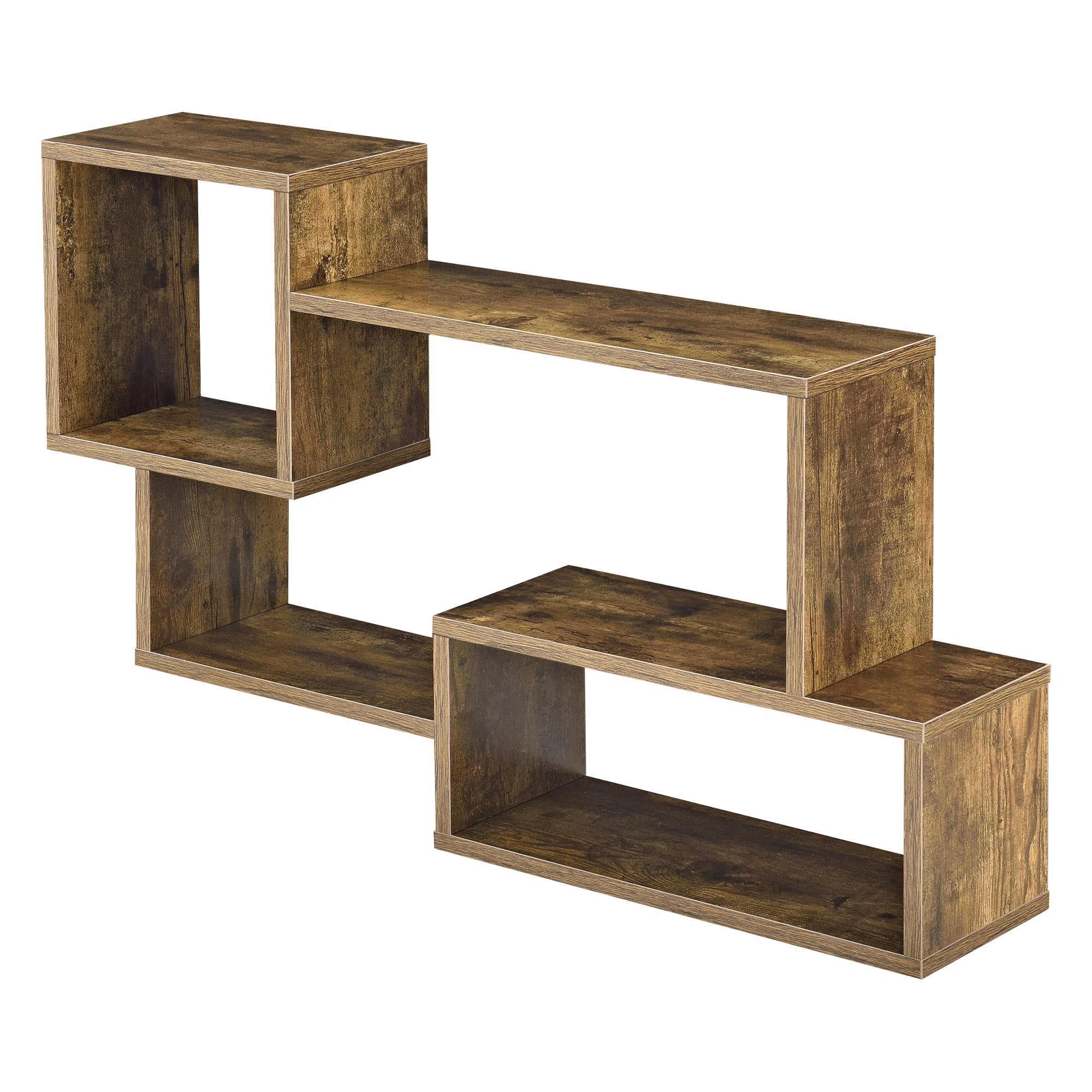 Étagère d'Angle en Forme Zigzag Meuble de Rangement Murale Capacité de  Charge Jusqu'à 15 kg 123 x 19,5 x 19,5 cm MDF Mat Laqué Noix [en.casa]