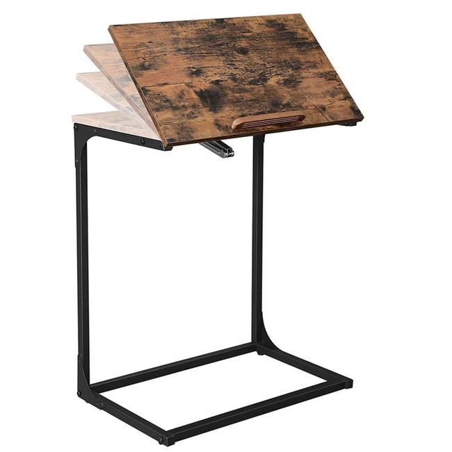 Giantex table d'appoint, bout de canapé, petit bureau pour ordinateur  portable avec plateau inclinable, idéal pour salon chambre à coucher,  marron, 60 x 40 x 70 cm - Conforama