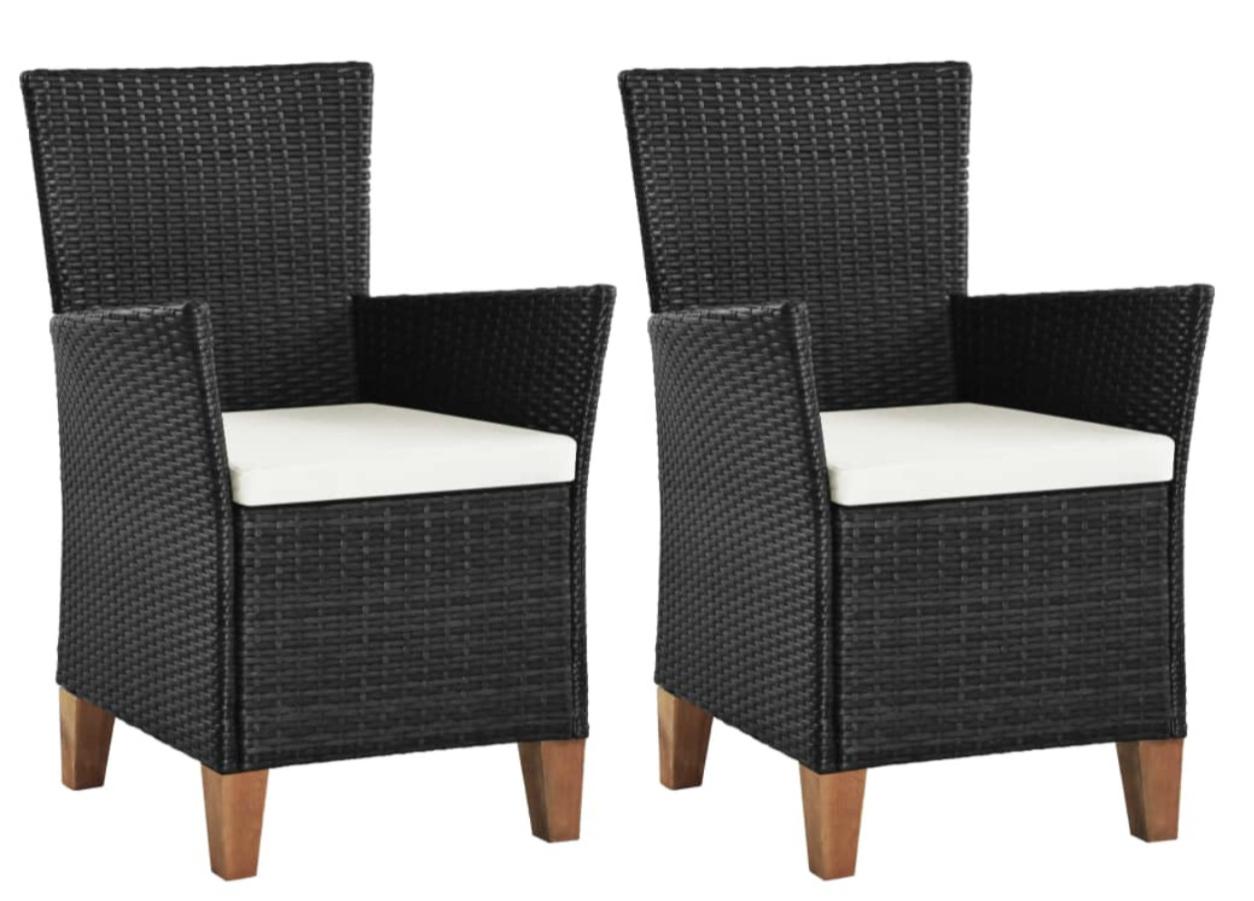 Chaise de jardin résine tressée noire et blanc Toplu - Lot de 2 | Leroy