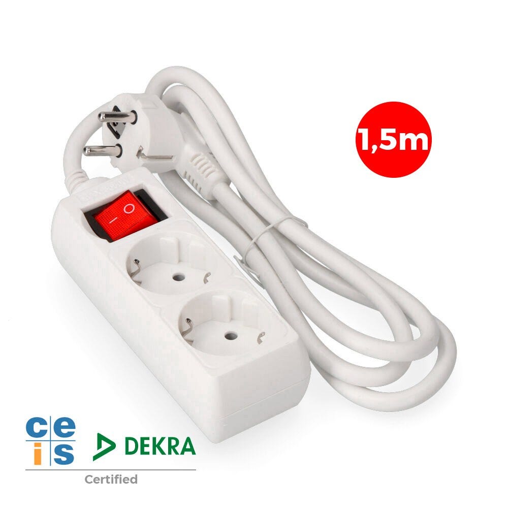 Regleta Alagador Electrico con 3 / 4 / 5 enchufes múltiple con interruptor  cable de 1,5 m