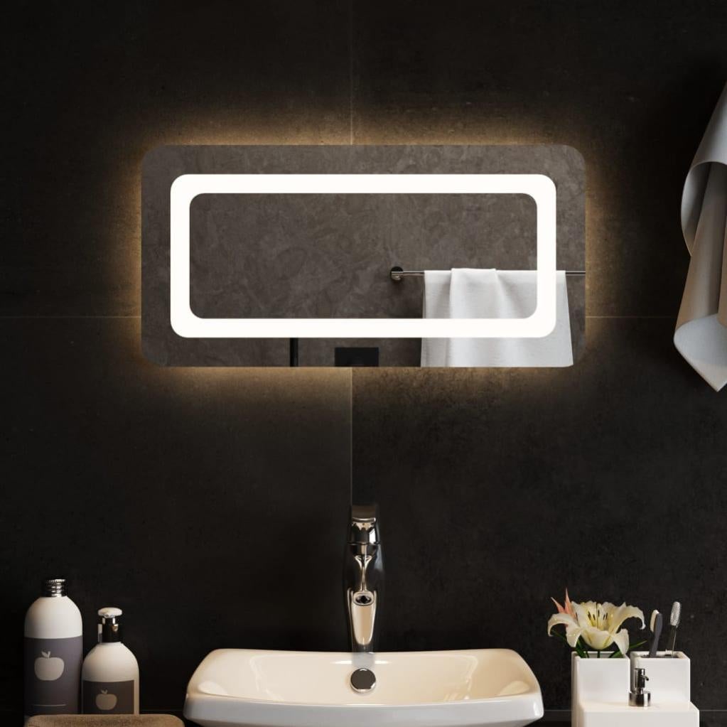 Meykoers Specchio da bagno LED 60x80cm Specchio bagno Interruttore a
