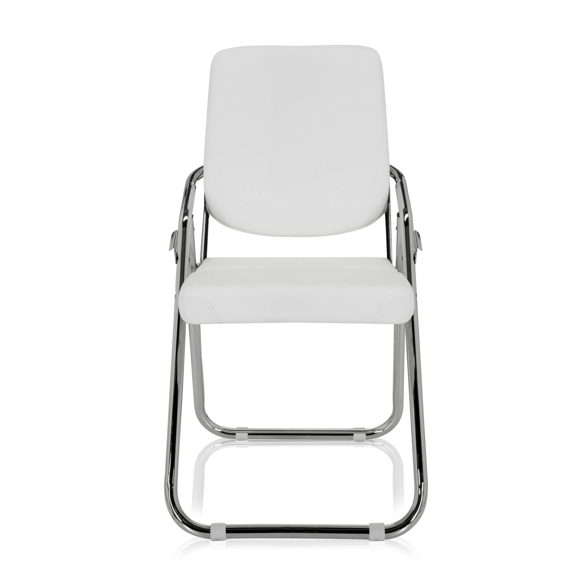 Sedia Visitatore HJH Office ZANTA In Ecopelle Nero/Cromo – Comoda Con Braccioli, Portata 110 Kg, 79x49x44 Cm
