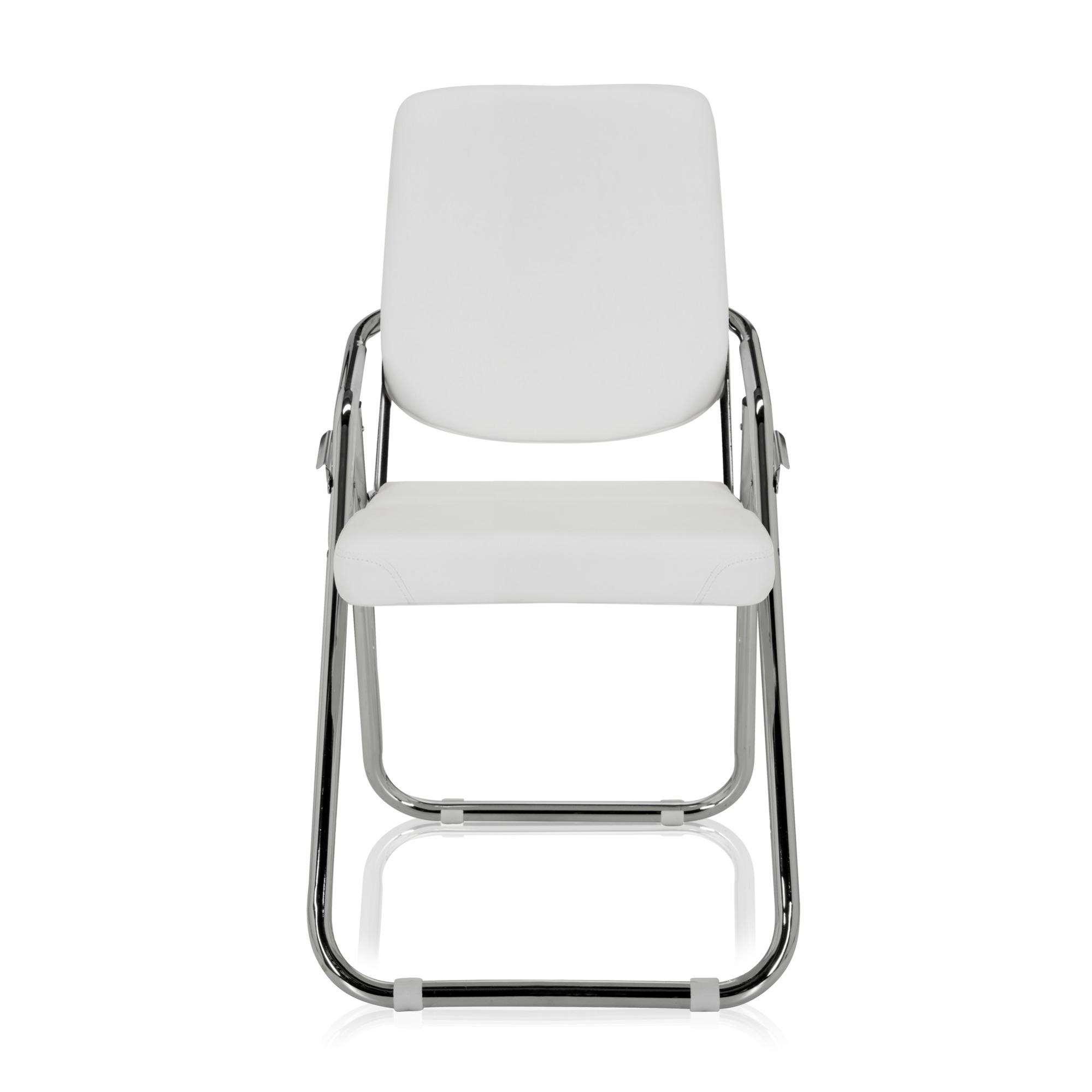 Sedia Visitatore HJH Office ZANTA In Ecopelle Nero/Cromo – Comoda Con Braccioli, Portata 110 Kg, 79x49x44 Cm