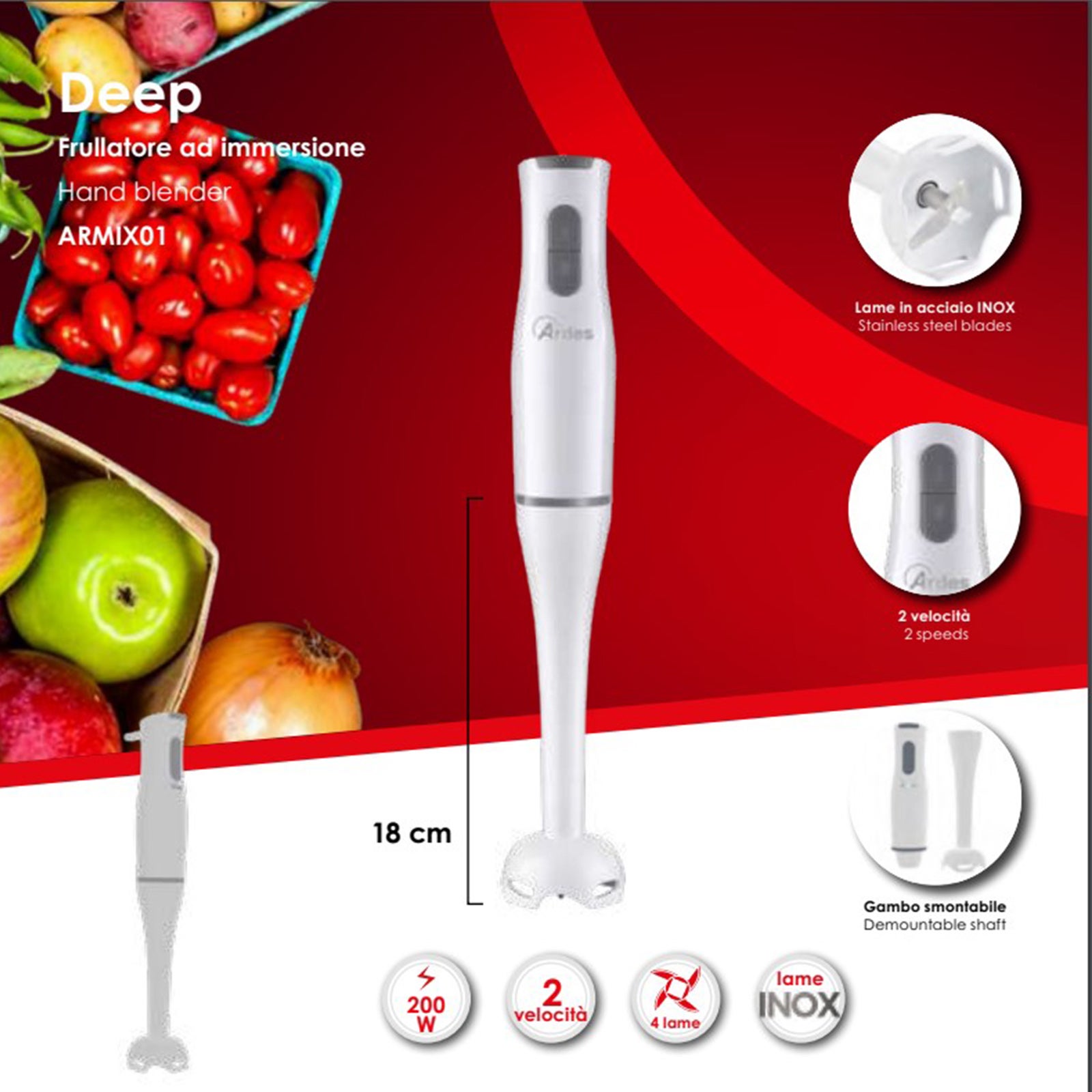 FRULLATORE MULTIFUNZIONE 200W -BLEND