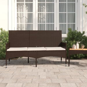 VidaXL Panca da Giardino a 2 Posti con Cuscini in Polyrattan Marrone