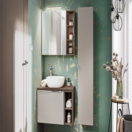 Ensemble meubles de salle de bain couleur bois chêne 80 cm - Baltik