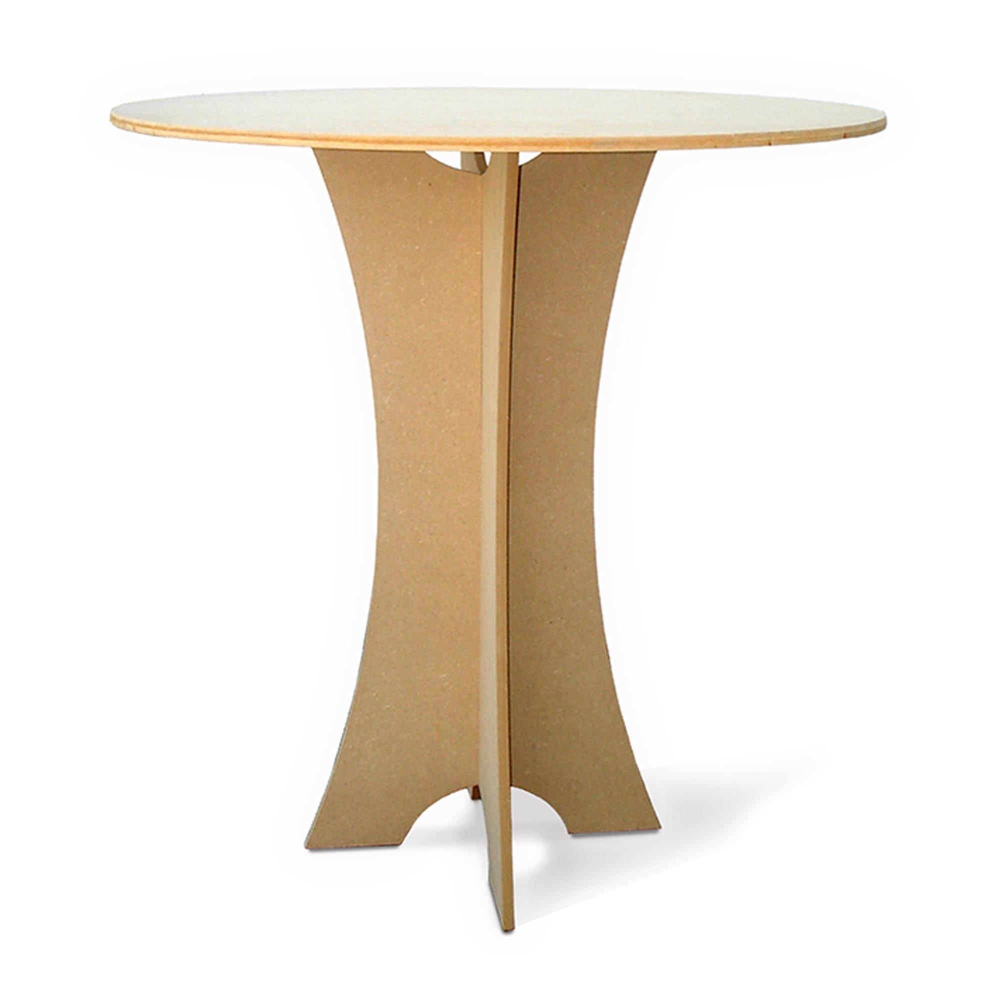 Tavolino multiuso rotondo con TOP Circolare grezzo e Piedi Sagomati in  Legno ecologico TOP Circolare diam. 60 cm e Piedi alt. 70 cm