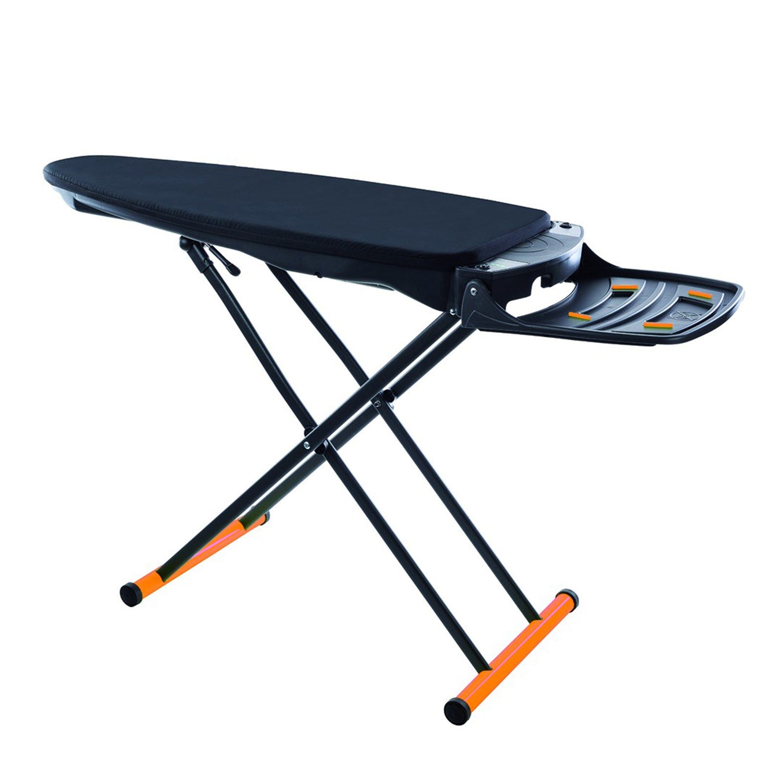 Tabla de planchar plegable, mesa de planchar negra de aspiración y soplado  con ruedas y soporte para caldera, Foxydry Vivo