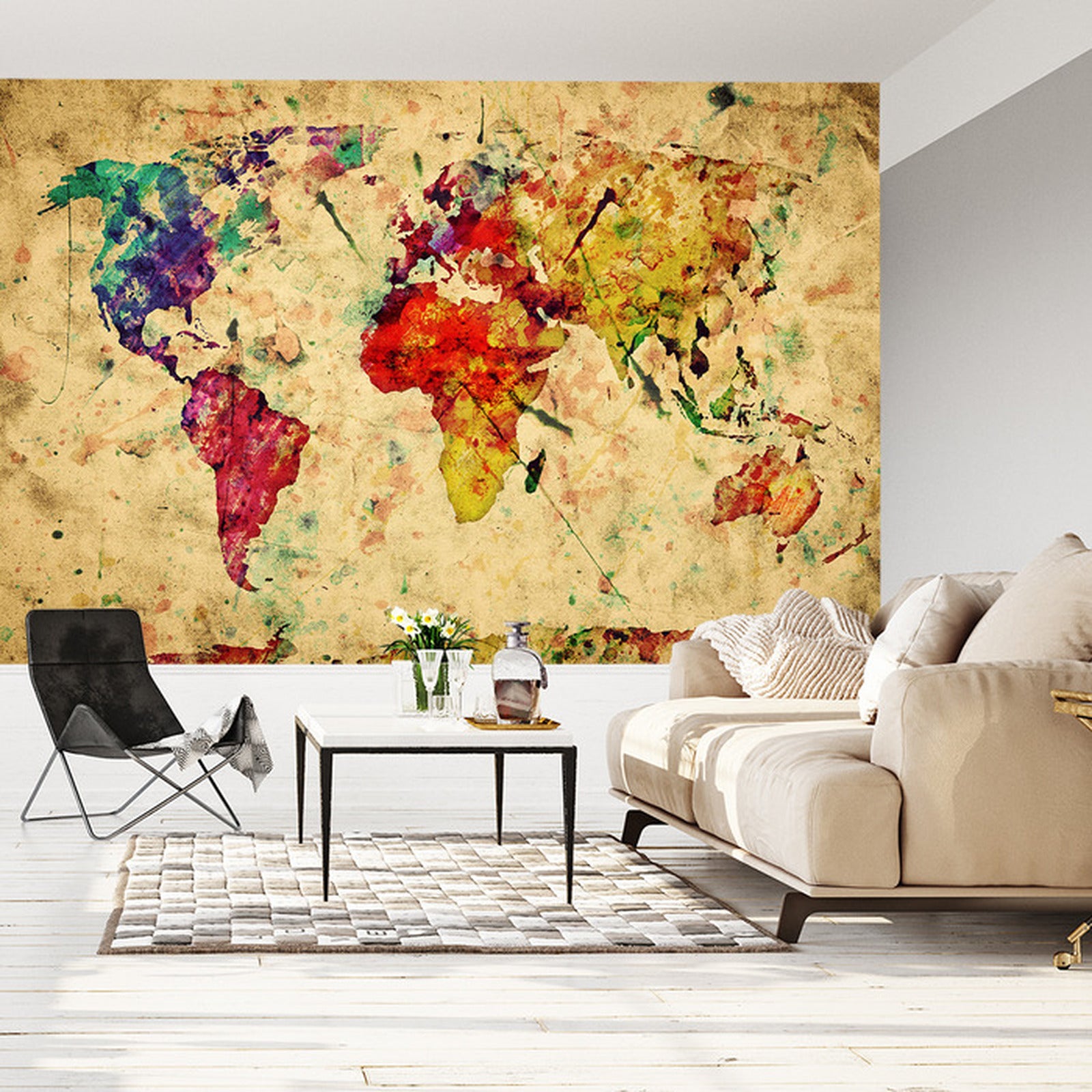 Carta Da Parati Mappa Del Mondo- Dimensione: 90x60 cm