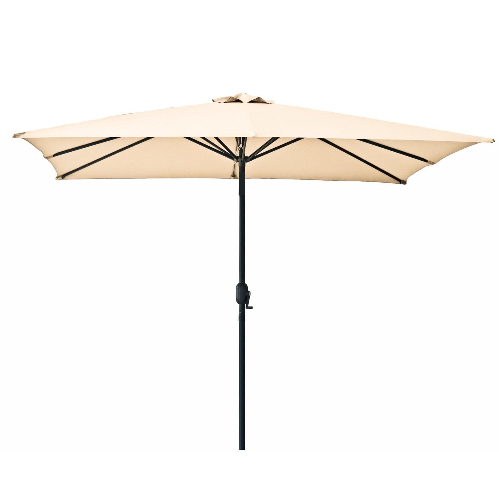 Ombrellone Da Balcone Rettangolare 200x125 Cm, Altezza Regolabile 170-245 Cm, Colore Beige, Con Mantovana