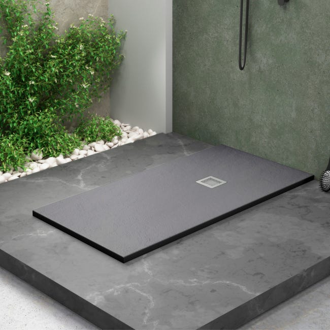 Plato de ducha de resina extraplano Negro 70x170 cm ✓