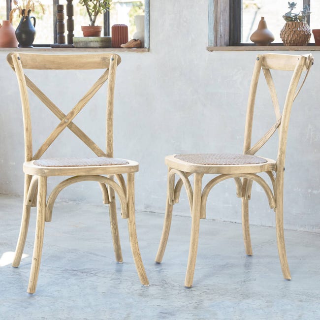 Chaises à barreaux scandinaves blanches et bois - LILY