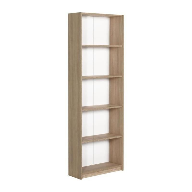 Costway Libreria a forma di scala a 5 livelli con ante, Scaffale decorativo in legno per il soggiorno e l'ufficio Bianco