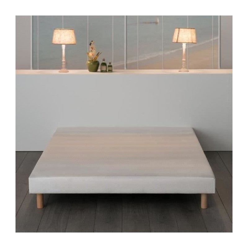 Sommier tapissier a lattes 160 x 200 Bois massif blanc + pieds FINLANDEK Rakenne Leroy Merlin