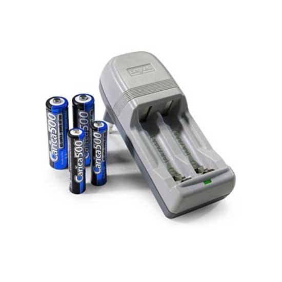 Kit caricatore elettronico e batterie ricaricabili pack 2pcs AA 1500mAh +  2pcs AAA 800mAh Beghelli Carica500