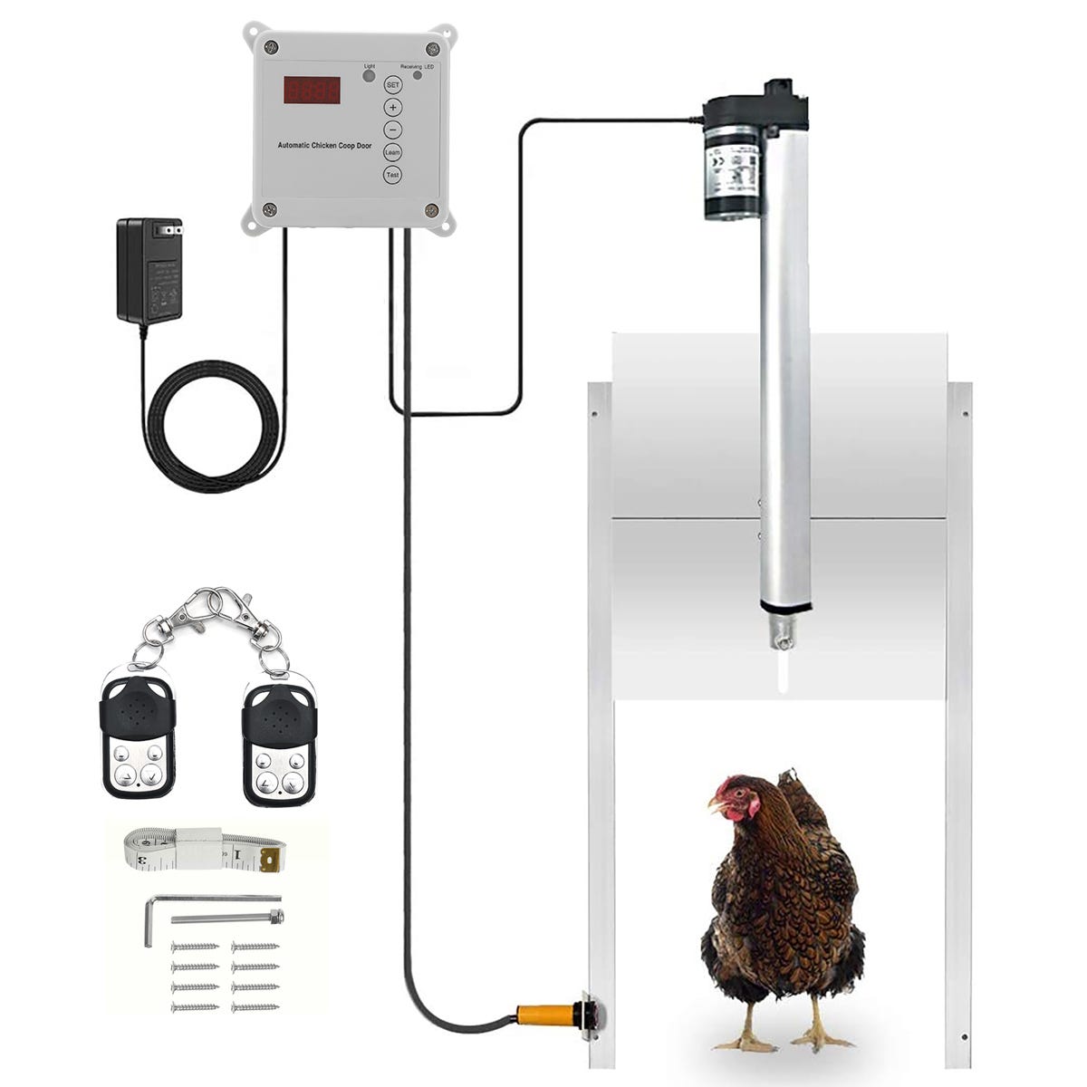 Porta automatica per pollaio polli galline oche 30x30cm Portiere automatico  Apriporta Kit infrarossi + sensore luce 100-240V IP44