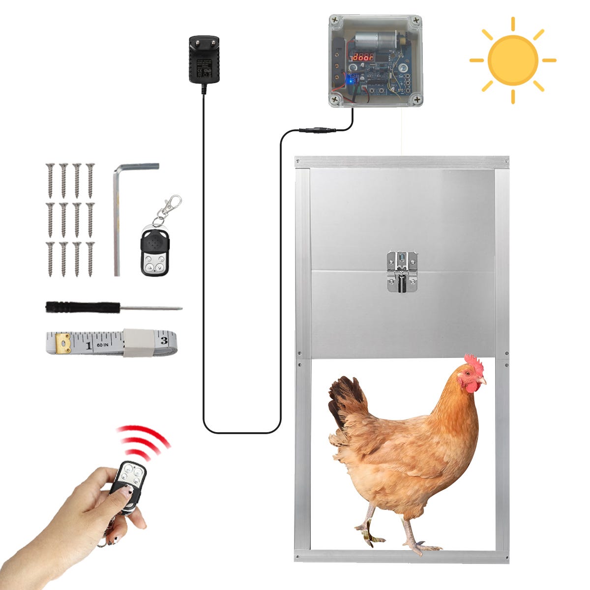 Puerta automática para gallinero con sensor de luz - Avelandia