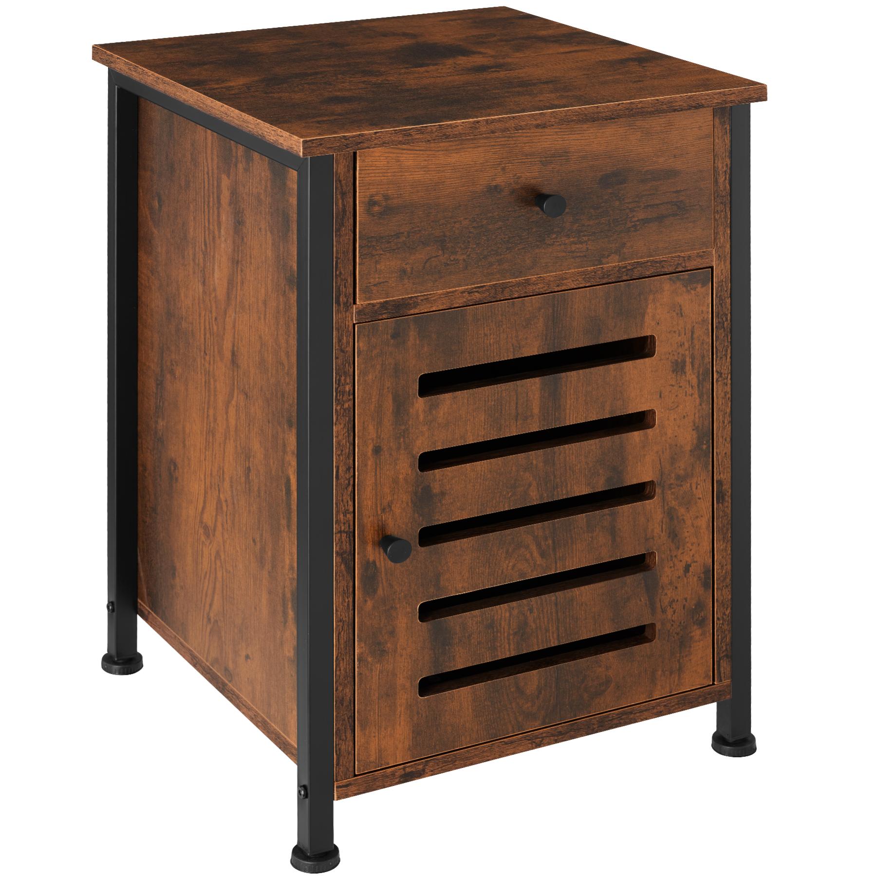 Tectake Table De Chevet Waterford 40x42x60 5cm Bois Fonc Industriel 