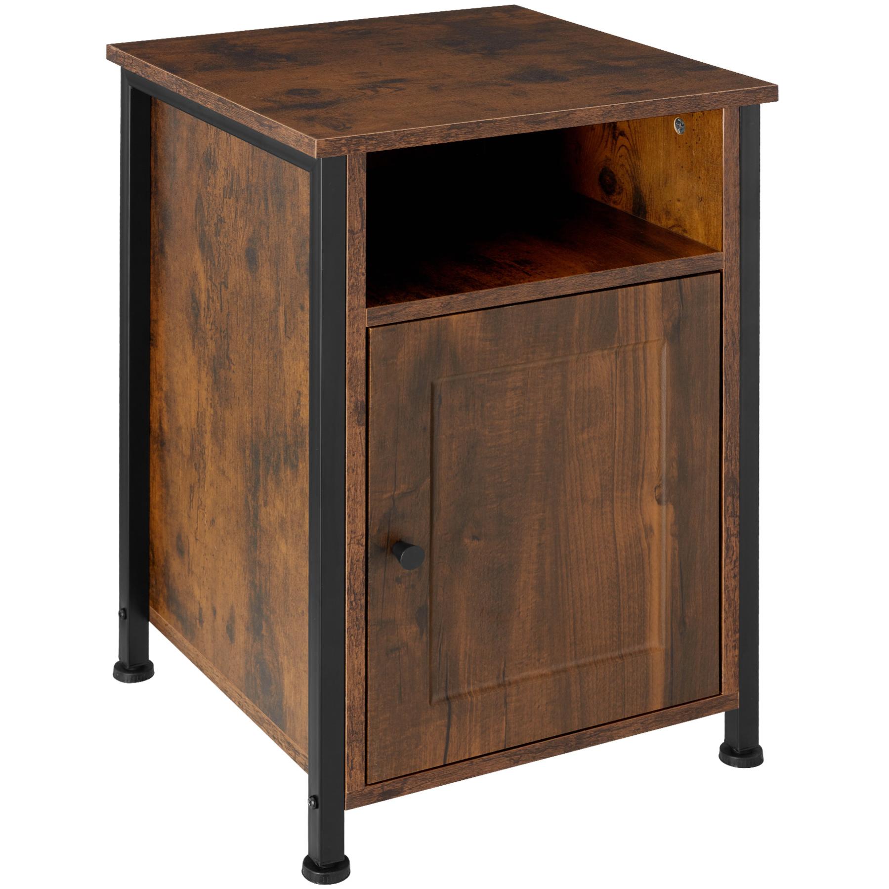 Tectake Table De Chevet Blackburn 40x42x60 5cm Bois Fonc Industriel 