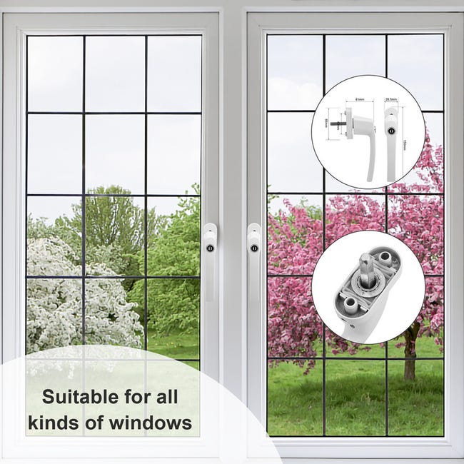 Poignée de fenêtre Sécurité enfant Poignées de fenêtre Serrure  verrouillable Fenêtre Alu Set blanc 8X