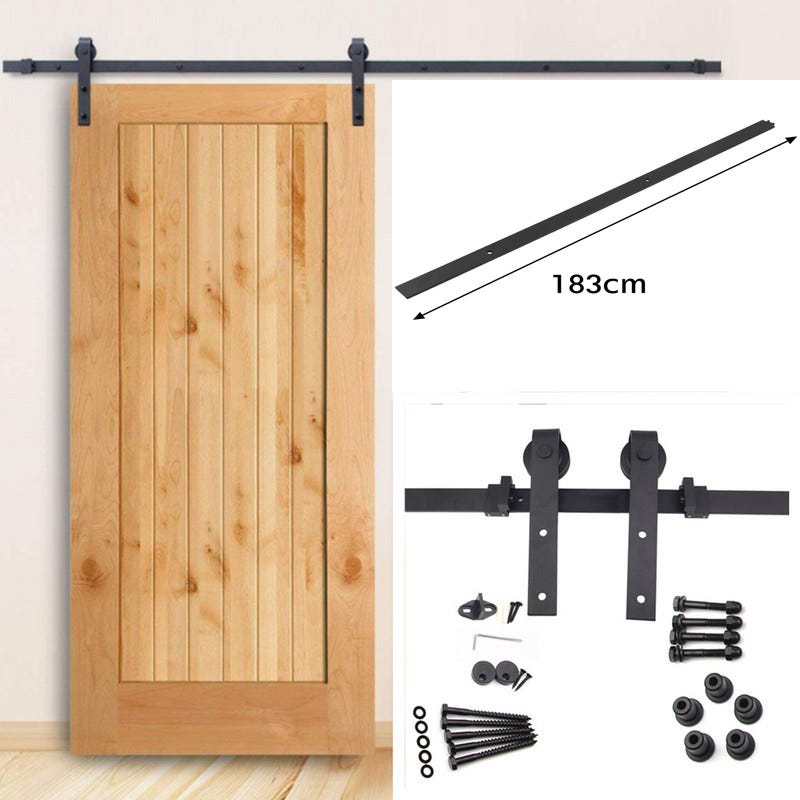 Riel para puerta corredera Sistema de puerta corredera Juego de accesorios  para riel de madera Vidrio 150 kg Streifen 183 CM