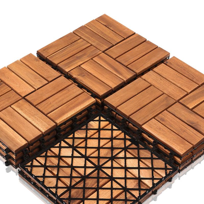 Piastrelle Legno Acacia 30x30 Cm - Per Esterni E Interni, 1 M², 11 Pezzi, Sistema A Incastro - Foto 3