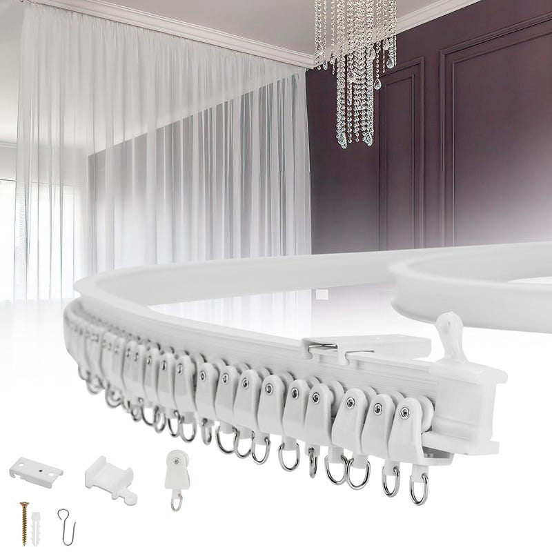 Kit de Rail de Rideau Plafond Pliable, 3M Rail de Rideau Flexible avec 30  Crochet pour Maison Chambre Fenêtre Salle de bain Bureau