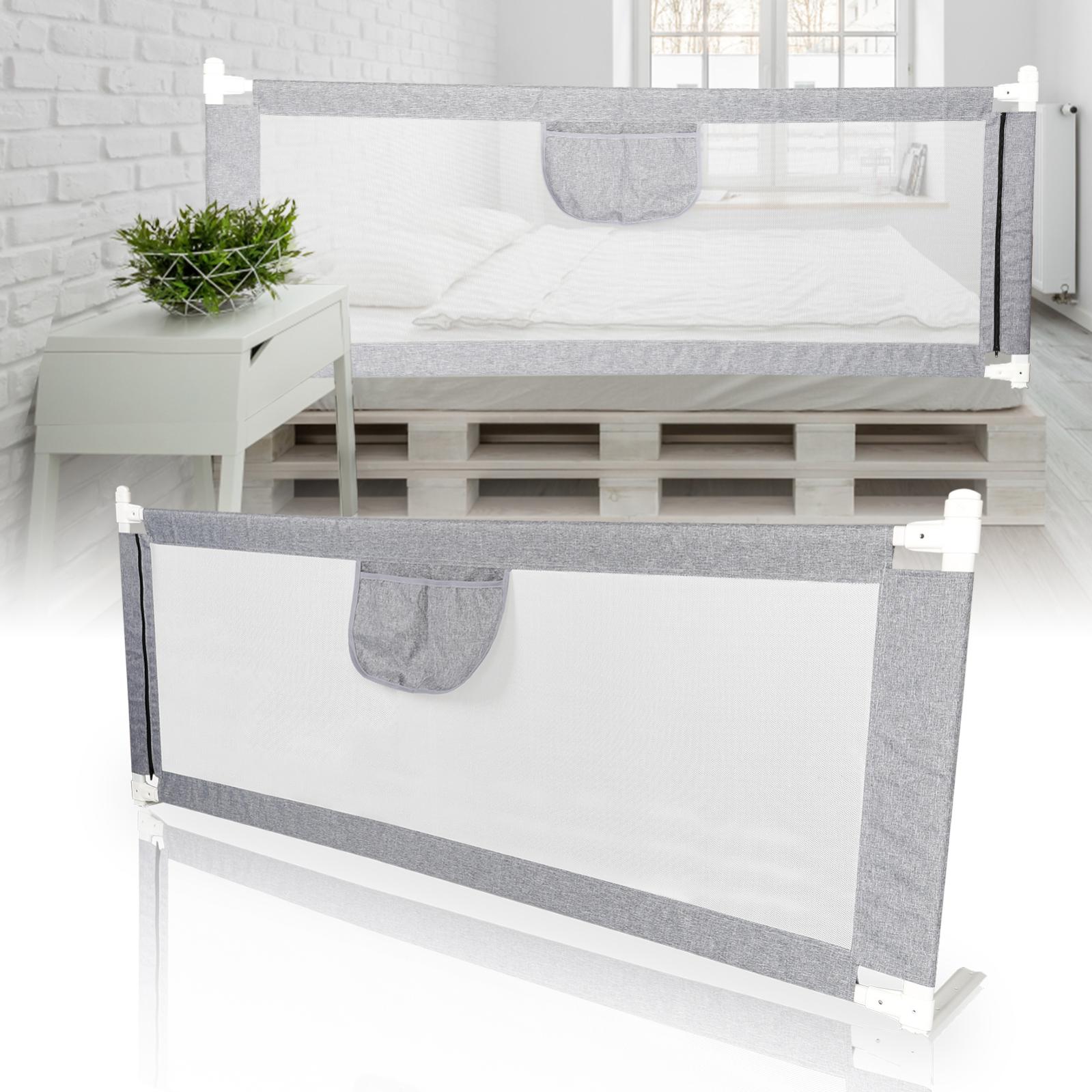 Costway Sponda per il letto 120 cm pieghevole, Sbarra per culla convertibile per letto singolo matrimoniale, Grigio