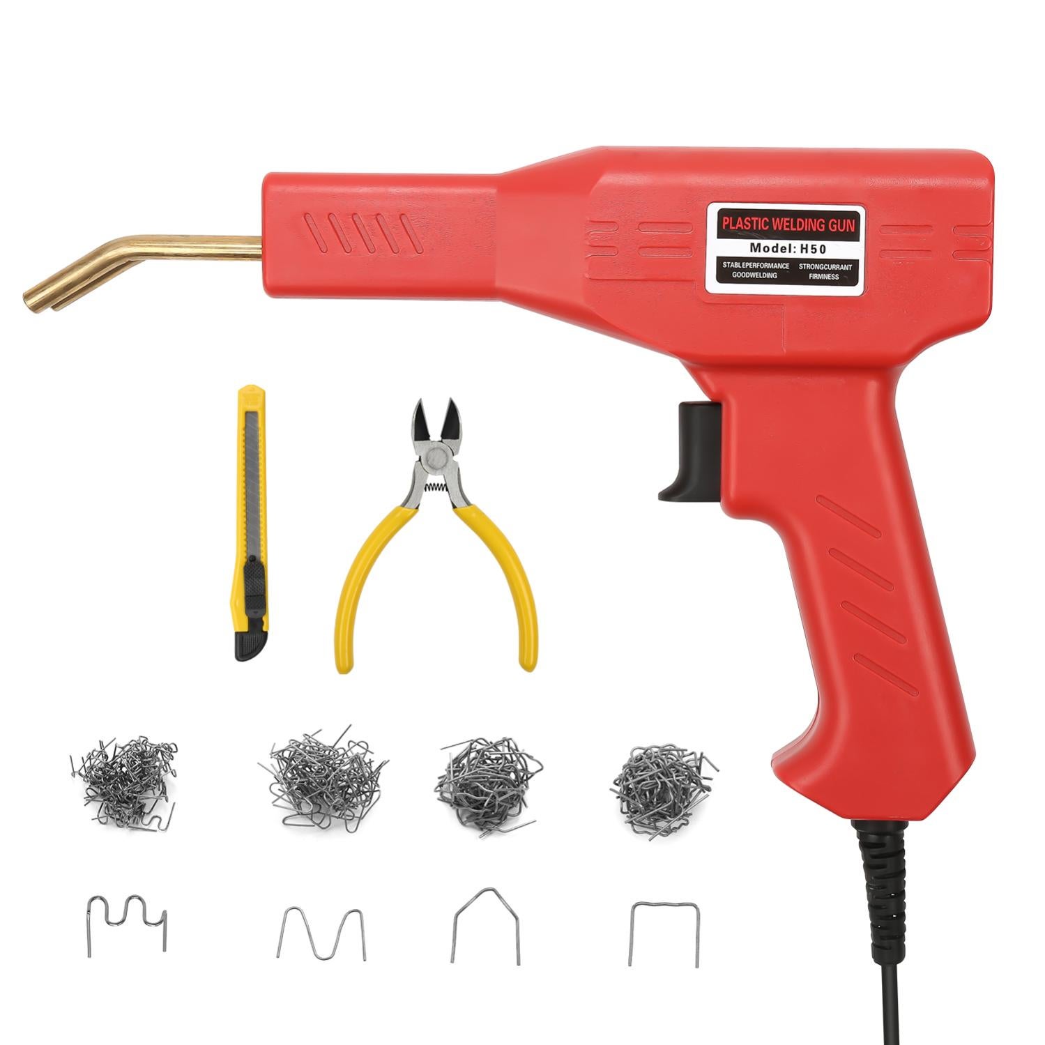 Saldatrice Plastica 80W Per Auto - Kit Riparazione Paraurti Con 2 Punte E Fili