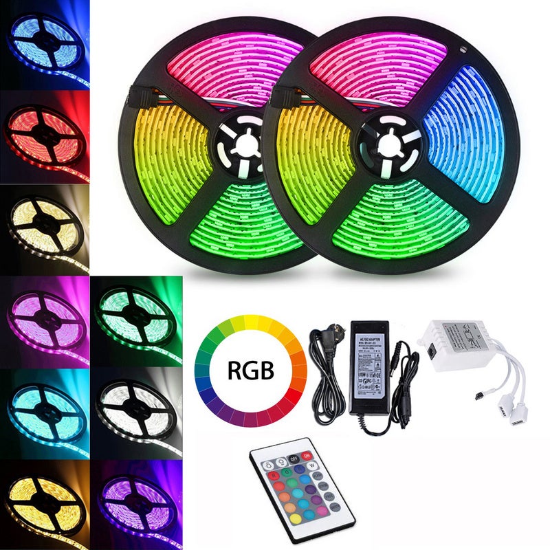 4m tiras de leds, tira de led rgb 5050 smd, tira de led de 30 led, led no resistente al agua (ip20), con control remoto de 24 botones