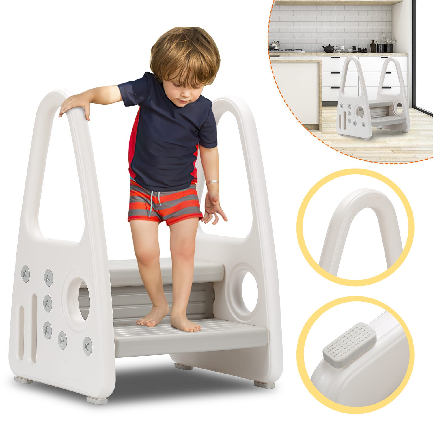 Mill'o bébé - marche-pieds - 2 marches ergonomiques, antidérapantes,  apprentissage de la propreté / salle de bain / chambre - panda MILLO BEBE  Pas Cher 