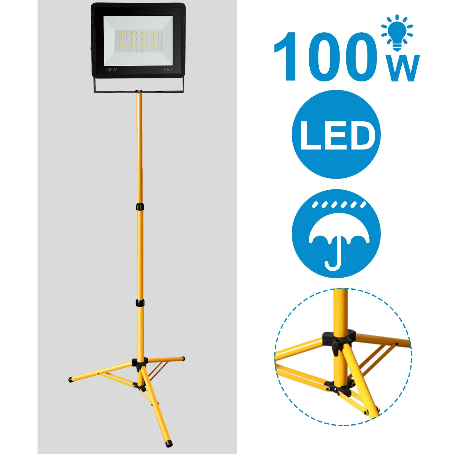 100W Projecteur LED Eclairage Extérieur LED Projecteur à LED Spot Led  Extérieur IP65 Blanc froid pour Garage,Jardin,Terrasse