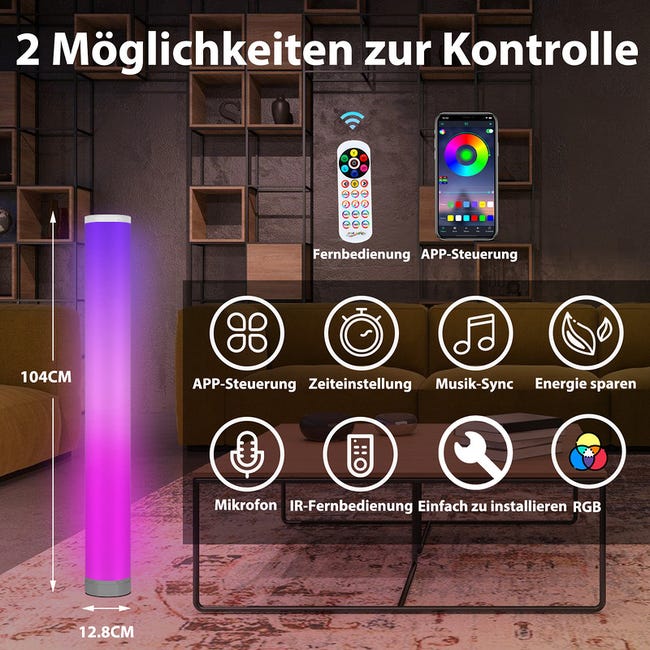 2x 6W Lampada da terra a LED colorata con telecomando RGB colorata