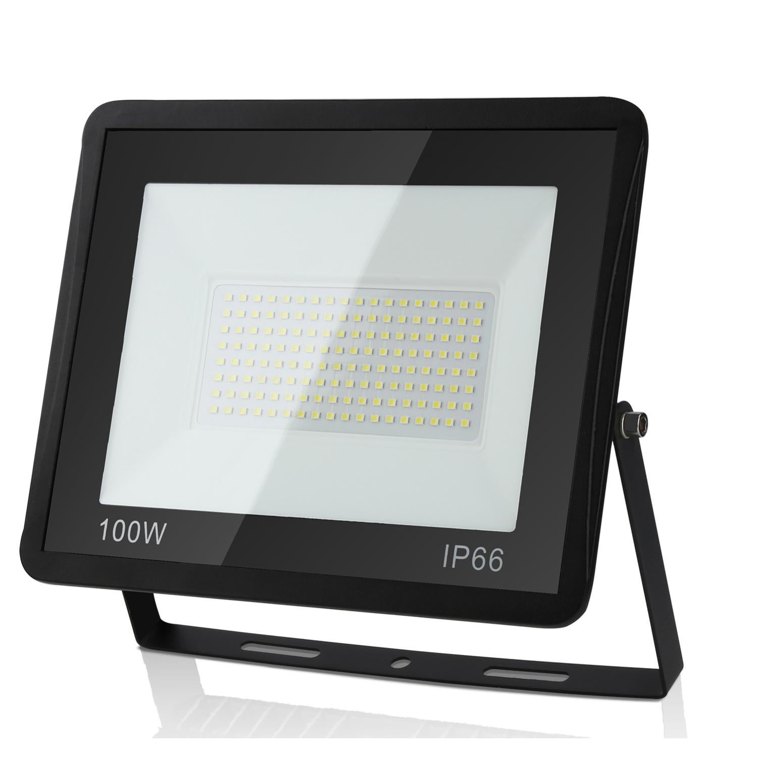 Faretto LED Da Cantiere UISEBRT 100W 8500LM – Impermeabile IP66, Staffa Regolabile 30-150°, Cavo 3m, Luce Fredda 6000K