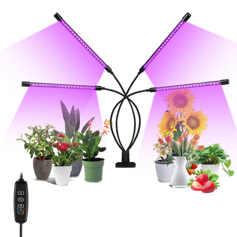 Lampe de Croissance 4 têtes 80 LED 3 éclairages pour plantes Grow