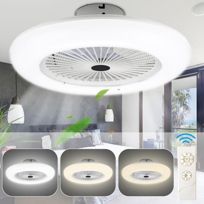 Ventilatore Da Soffitto Silenzioso YISUN Ventilatore Da Soffitto Con Luce LED, E27 Ventilatore Da Soffitto Ventilatore E27