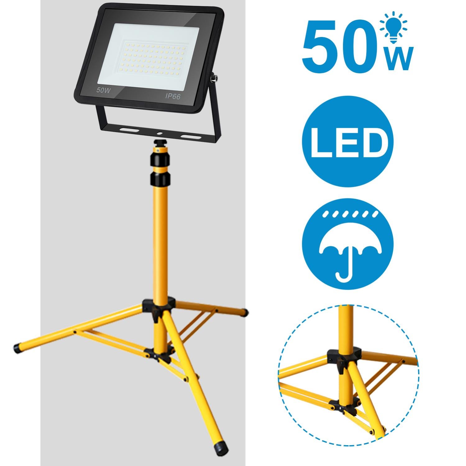 VidaXL Faretto LED Su Treppiede – 2x30W, Luce Bianca Fredda – Illuminazione Da Cantiere O Giardino - 4