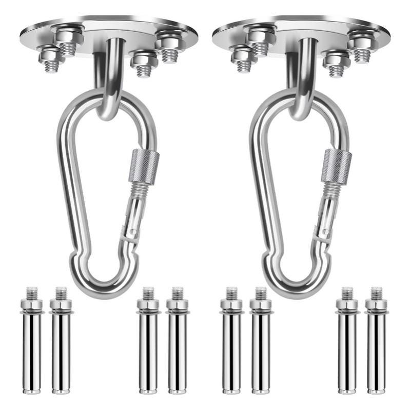 Ganci Soffitto Per Altalene 2 Pezzi | Acciaio Inox 304 | Portata 450kg | Girevoli 360° | Per Amache, Sedia Sospesa, Sacchi Da Boxe - Foto 7